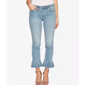 CeCe ruffled bottom light wash jeans